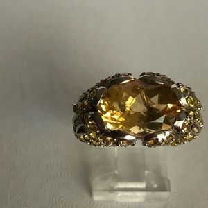 Gold Citrine & Yellow Sapphire Gemstones (8.18 cts) in Platinum Ring